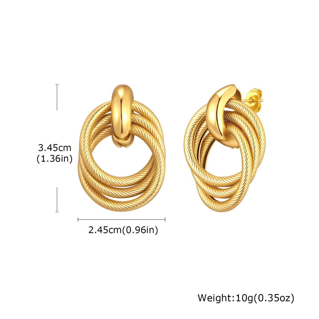 Geometric Inlocked Circle Twist Statement Earring Waterproof Chunky Jewelry