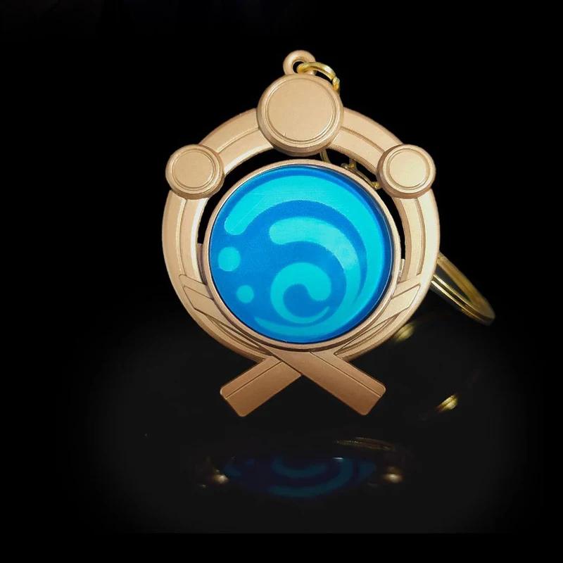 New Teyvat Vision Fontaine Water God Focalors Lyney and Lynette Keychain Luminous 7 Element Eye Of God Toy KeyRing