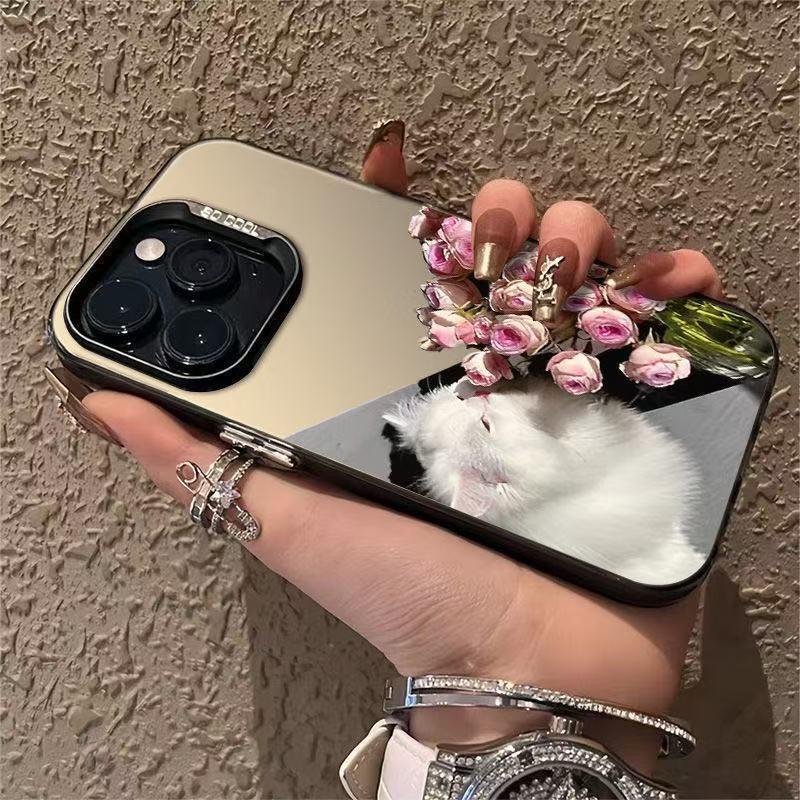 Rose Cat iPhone Case for Apple 17 Pro Max, Creative Cover for 16, 15, 14 Pro, 13 - Cute Design