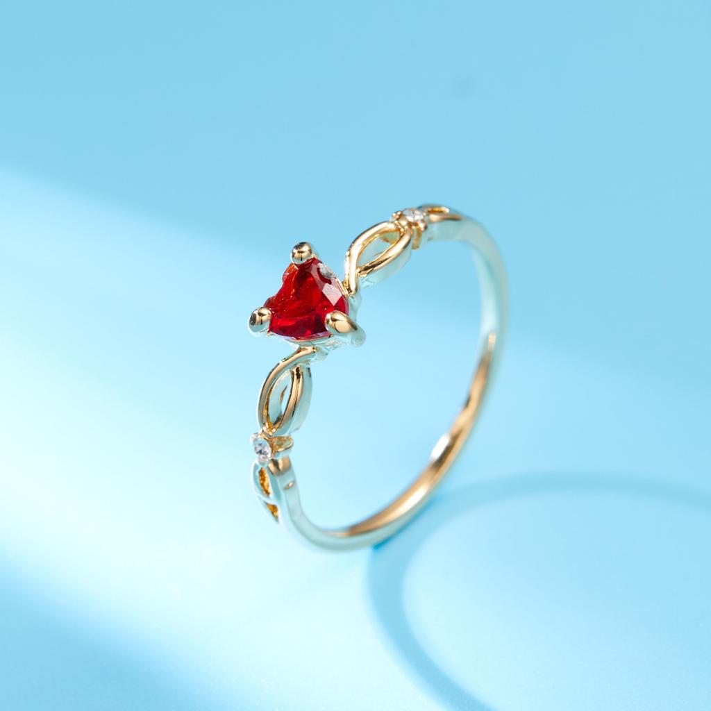 Luxury Exquisite Inlaid Red Zircon Heart Finger Rings For Women Men Temperament Romantic Love Heart Rings Wedding Party Jewelry