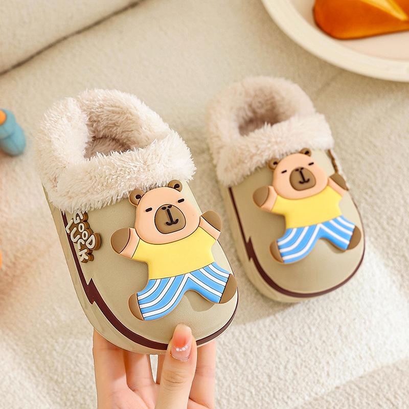 New EVA Boys' Cotton Slippers Cartoon Cute Thickened Warm Removable Cotton Slippers Girls' Baby Cotton Shoes