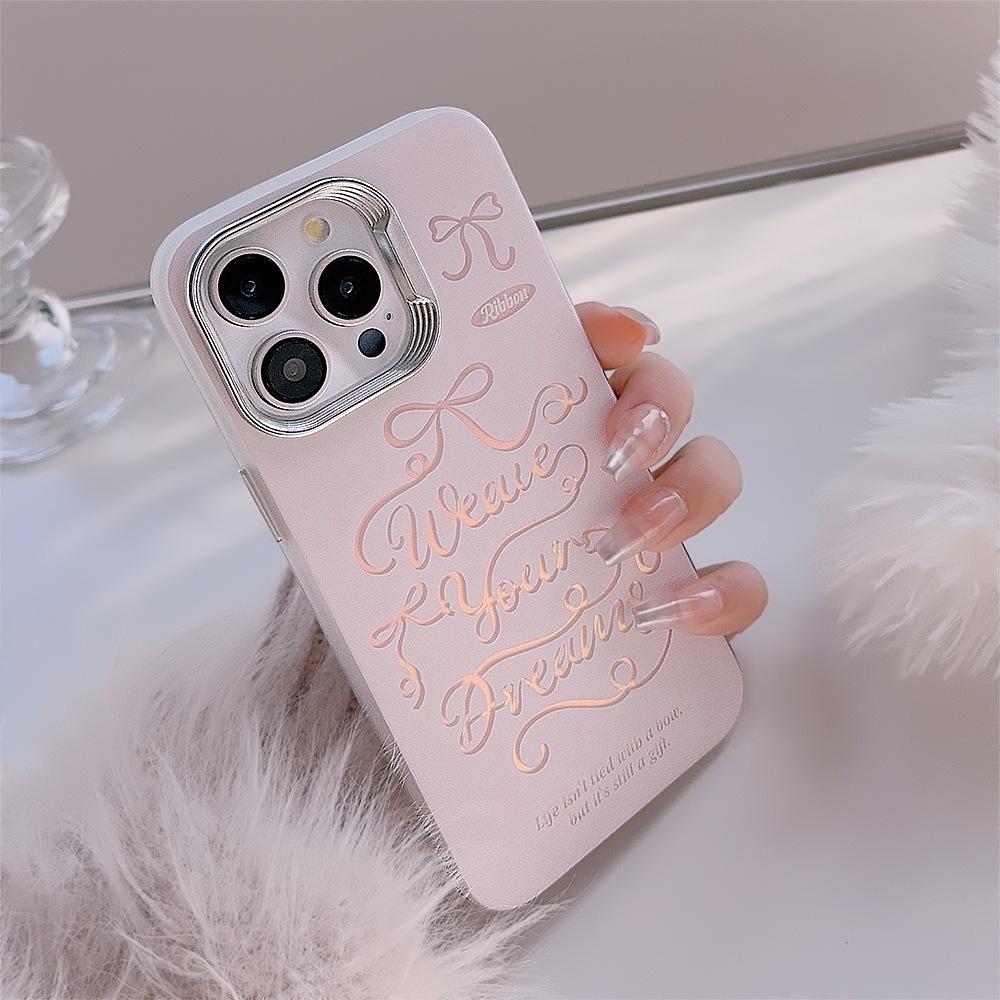 Adesivo Fai da Te Fiocco Rosa Adatto per Iphone15 Laser 14Pro Max Custodia per Telefono Cellulare Apple 16 Cordino 12