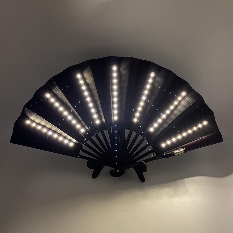Rose Lace Edge LED Folding Fan - Wedding Gift & Dance Prop
