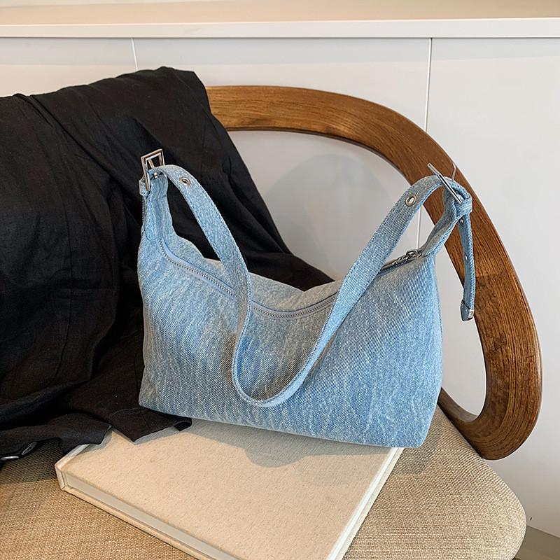 IELGY Denim Bag Casual One-Shoulder Underarm Bag Popular Fashion Cross-Body Dumpling Bag