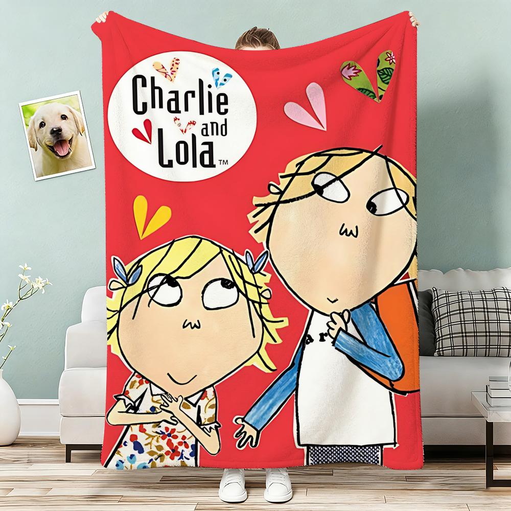 Anime Charlie and Lola Throw Lightweight G Flannel Blanket Soft Skinfriendly for Summer Cooling