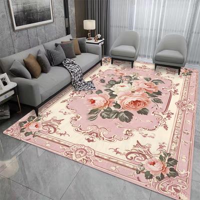 Alfombra de Área Floral Vintage Lujosa Antideslizante Lavable a Máquina Felpudo para Decoración de Sala de Estar Dormitorio Oficina Alfombra Lavable