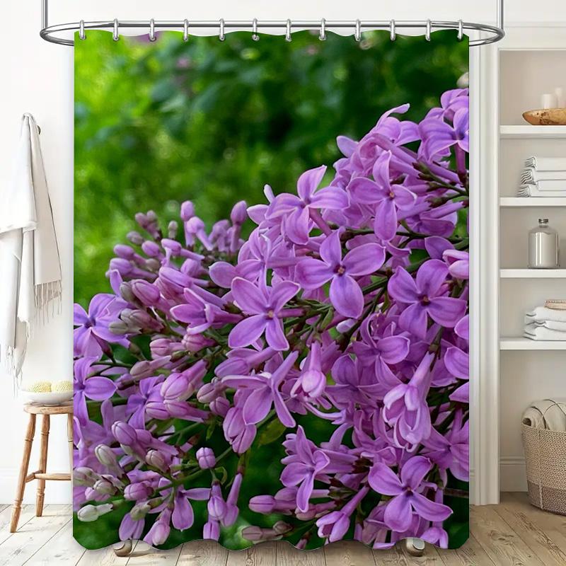 Delightful Lavender Shower Curtain Purple Bloom Floral Decor Waterproof Fabric for Bathroom Perfect Gift Idea