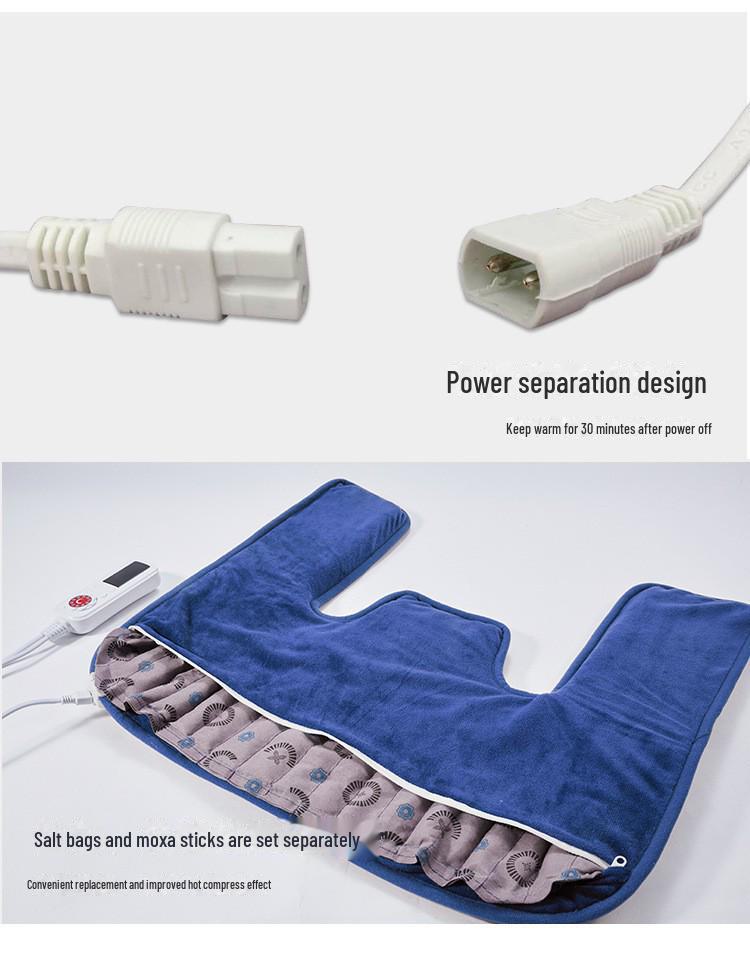 Elektrická vyhřívací podložka na ramena a krk s moxa solí a kompresí hrubé mořské soli