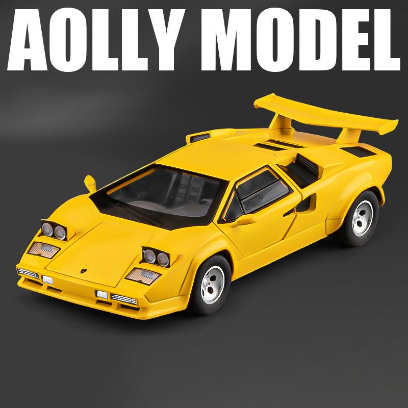 1/24 Lamborghini Countach LP5000s Alloy Classic Sports Car Model Diecast Metal Retro Racing Vehicles Car Model Sound and Light Kids Toy Gift