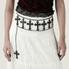 Gothic Halloween Cross Pendant Waist Chain, Punk Dark Metal Chain Body Chain