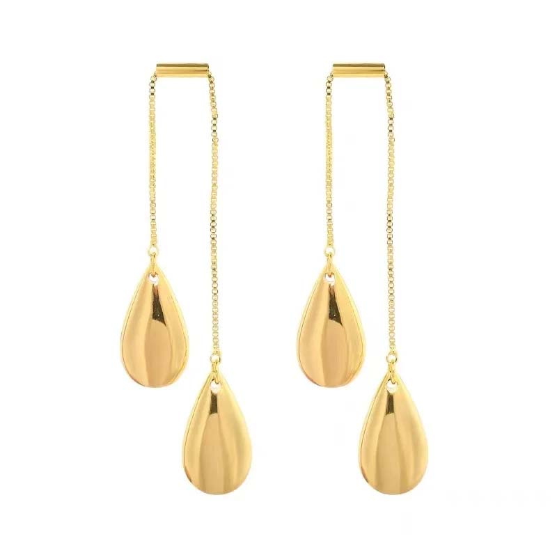 Exaggerated Metal Water Drop Earrings For Women Fashion Gold Color  Long Tassel Asymmetric Pendant Earrings Jewelry Accessories