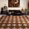 Retro Plaid Living Room Decorative Carpet Antique Sofa Coffee Table Soft Mat Wipeable Bedroom Bedside Plush Rugs Tapis