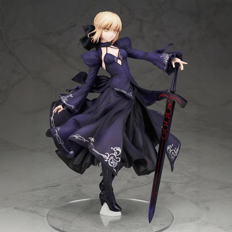 Anime FateStay Night Saber Altria Pendragon Figures Black Dress With Sword PVC Collectible Model Desktop Ornament Model Gifts