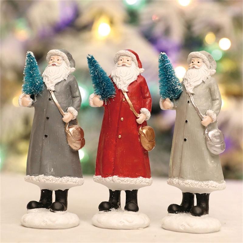 Christmas Figurine Figure Decors Resin Santa Clauses Statue Christmas Decorative Figurine Table Centerpieces for Holiday