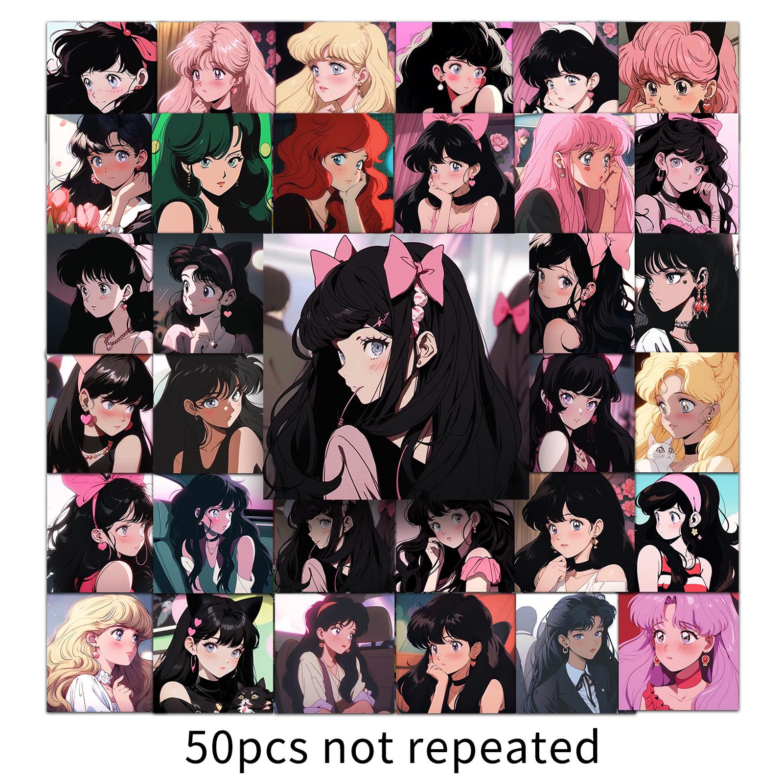 50 Cute Anime Girl Avatar Stickers for Journals and Notebooks