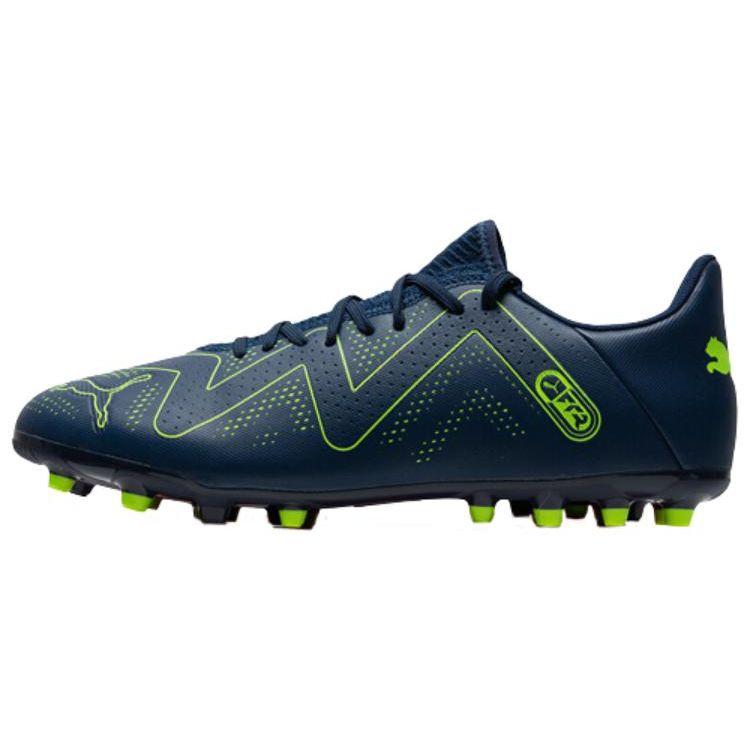 Puma Future Play Round Toe Lace-Up MG (Rubber Short Stud) Durable Breathable Soccer Shoes Men Soccer Shoes Blue Green 107380-03