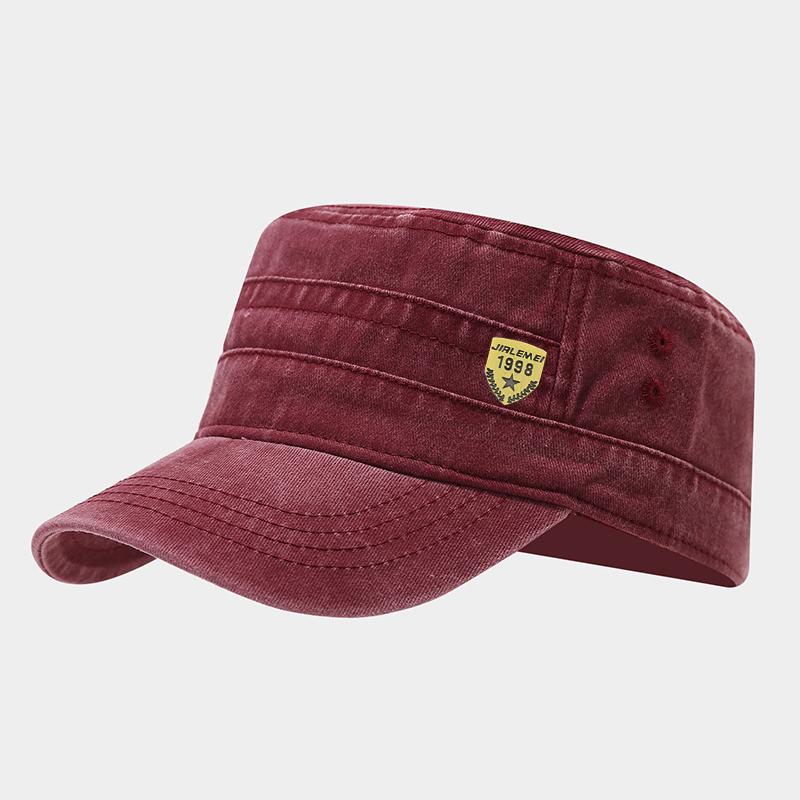 1pc Retro Washed Flat Top Hat Adjustable Fisher Caps for Men Women Cadet Military Caps Design Driver Cap Four Season Dailywear