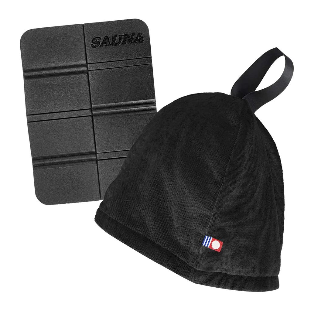 Sauna Hat Imabari Towel Sauna Mat Sauna Sauna Hat Large Sauna Goods Towel Fabric Washable [Forward Press] Men's Women's (Black Plain)