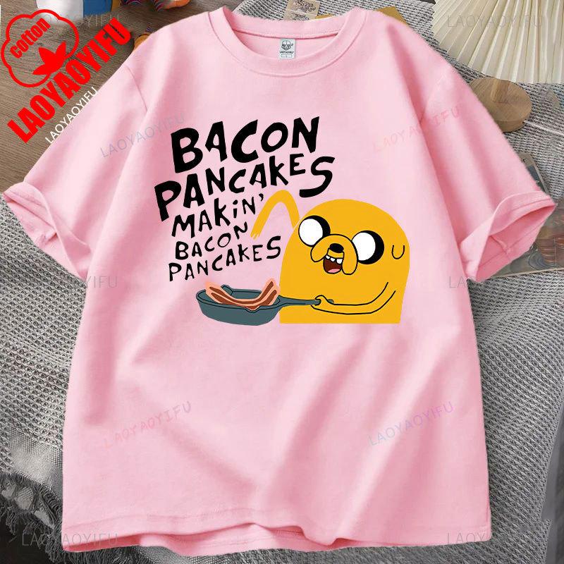 Fashion Hot Sale Kawaii Clothing Adventure Time Anime T Shirt for Men Jake and Finn Bacon Pancake Girl Boy Casual Cotton Tops