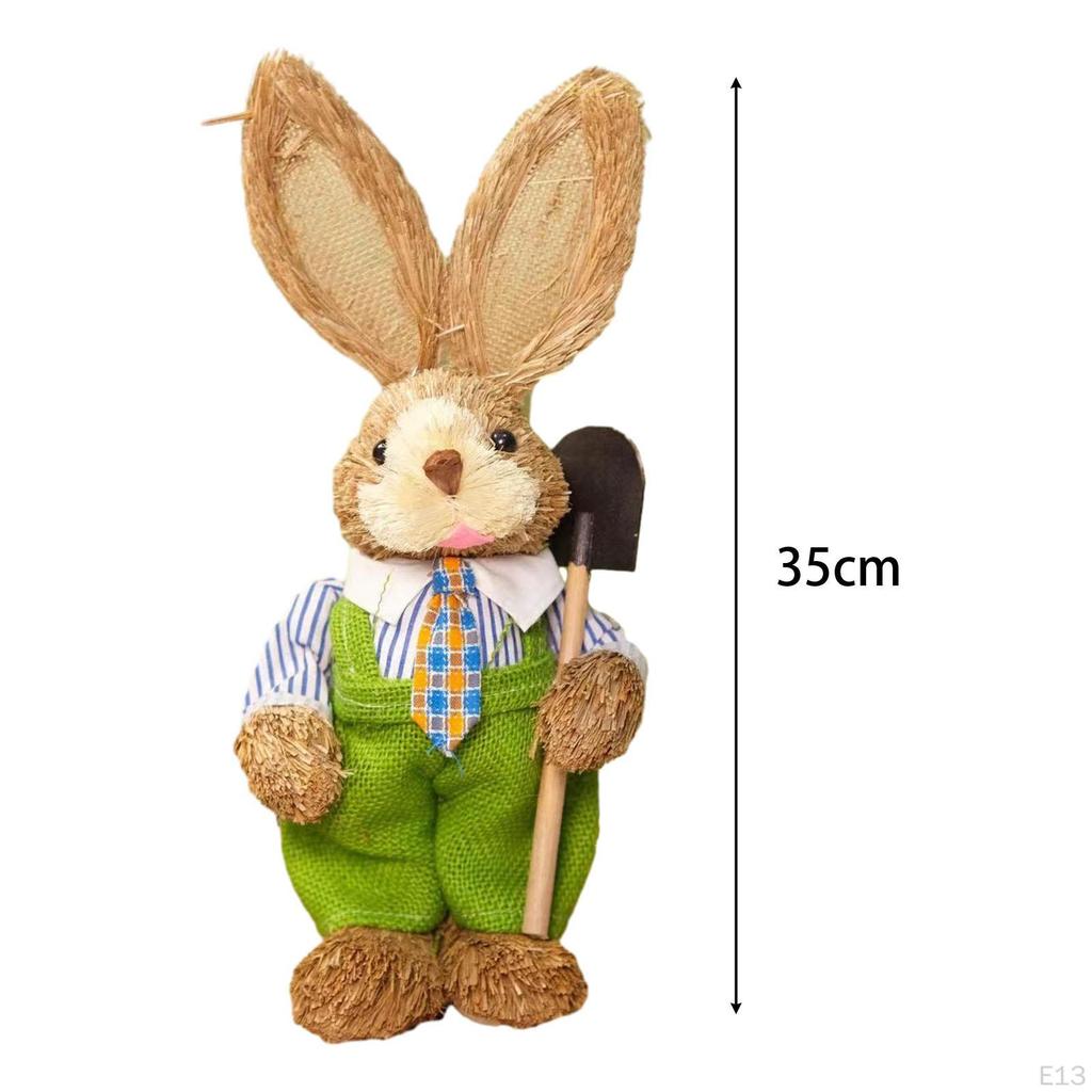 Straw Bunny Figurine DIY Material Pack Cartoon Cute Rabbit Statue for Adults Style A