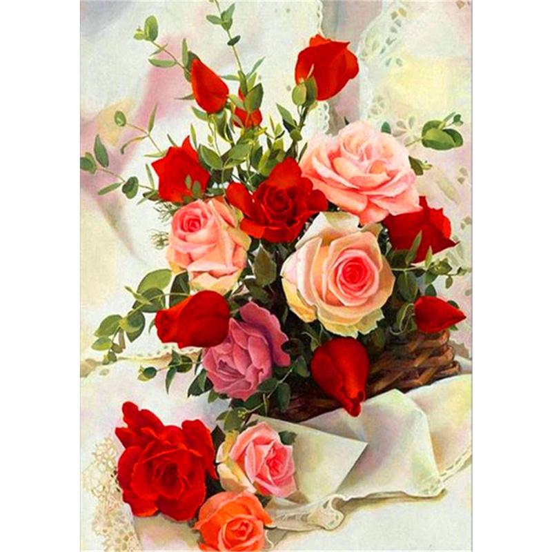 

5D DIY Алмазная картина Красочные цветы Алмазная вышивка Набор для вышивки крестом Полный горный хрусталь Мозаика Домашний декор Square 20x30cm