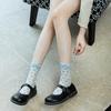 Women's Mesh Sheer Socks Heart Print Ruffle Ankle Socks Summer Ultra Thin