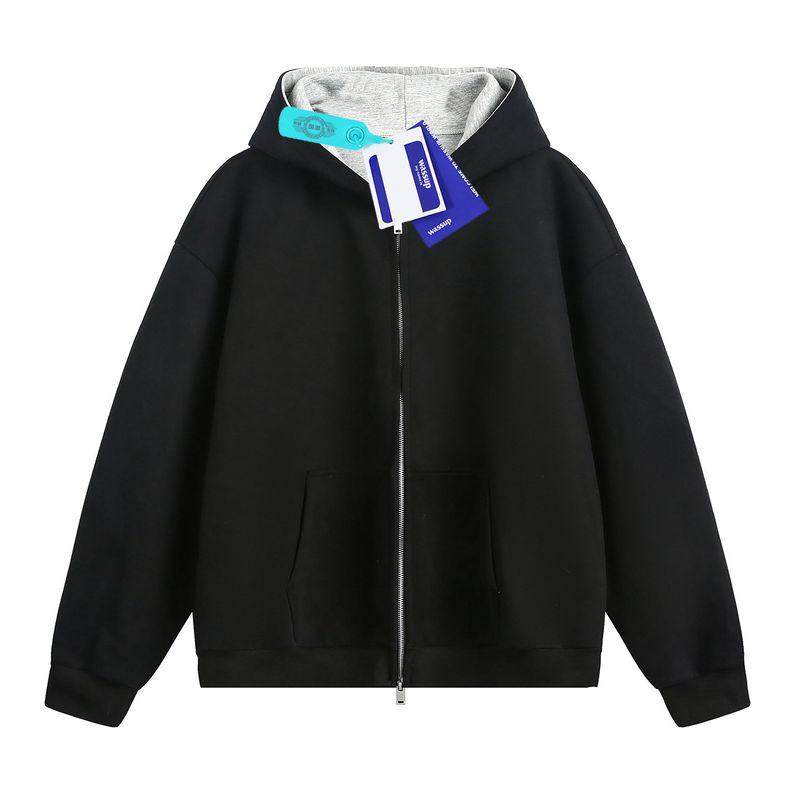 Wassup380G Heavyweight American-Style Color-Blocked Hooded Sweatshirt for Men, Spring and Autumn Hoodie, Short Loose-Fit Jacket, Cardigan Coat