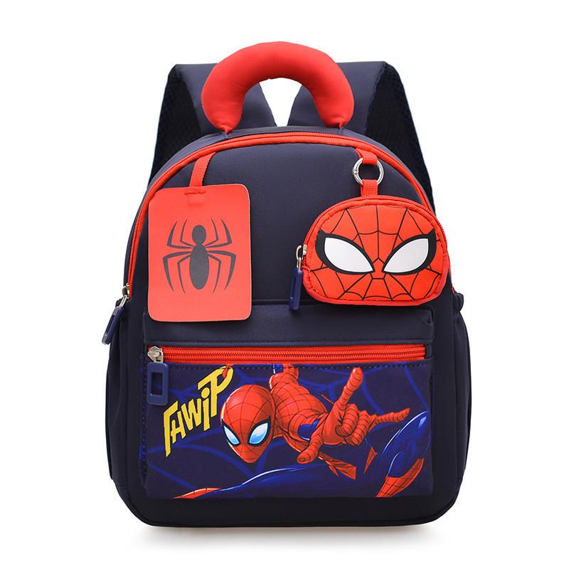 Elsa Spider Man Cartoon Kids Backpack With Breathable Nylon For School Use NavyBlue