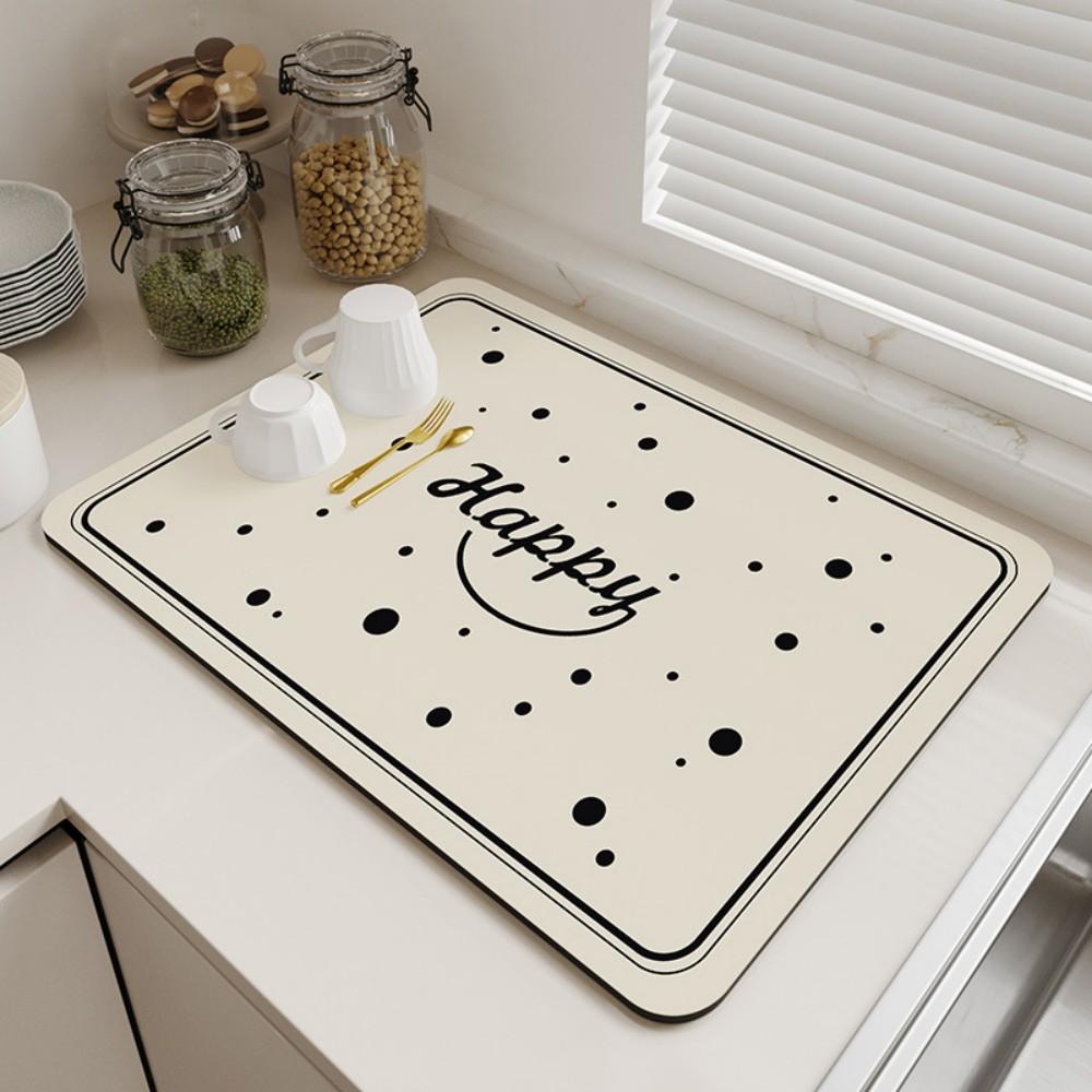 Non-Slip Diatomite Kitchen Mat, Absorbent Sink Drain Pad Quick Dry Washable Countertop Placemat Heat Resistant Home Decor