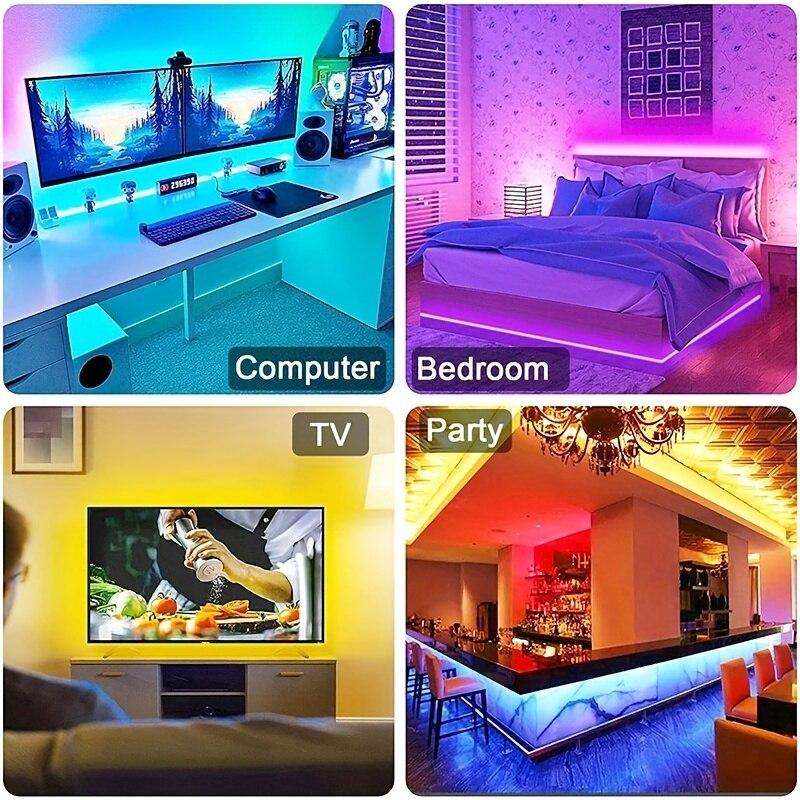 5050 RGB Led Strip Lights 5M Smart Application Fjärrkontroll Led Strip Färgbyte för rummet Hem Dekorativ Party Festival