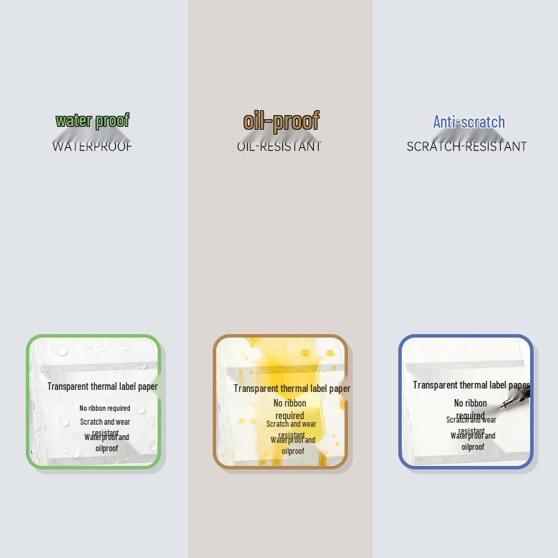 Transparent Waterproof Thermal Label: Tear-Resistant, Oil-Proof Adhesive Name Stickers