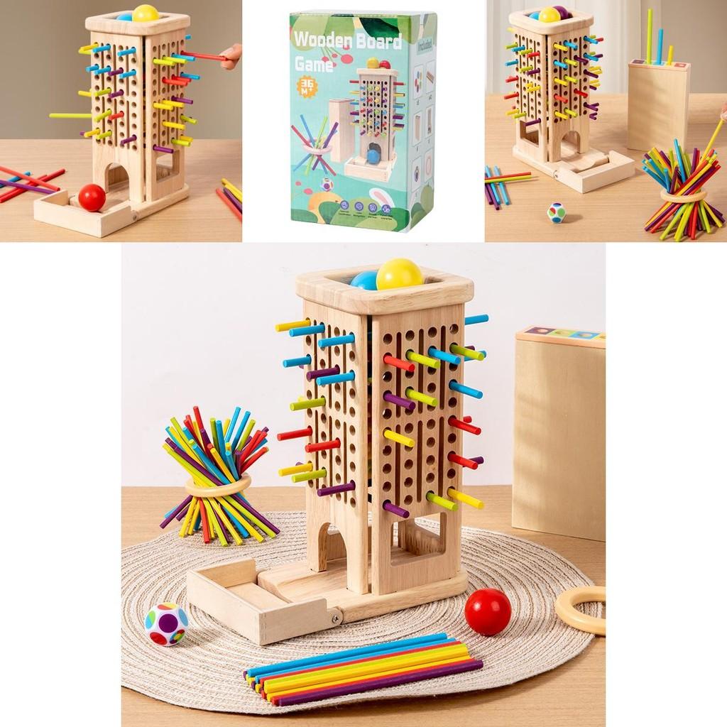Wooden 3in1 Stack And Roll Dice Game For Family Fun And Brain Development