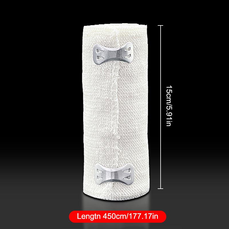 1Roll Elastic Compression Bandage Wrap With Hooks,Athletic Sport Support Tape For Ankle,Wrist,Arm,Leg Wound First Aid Measure