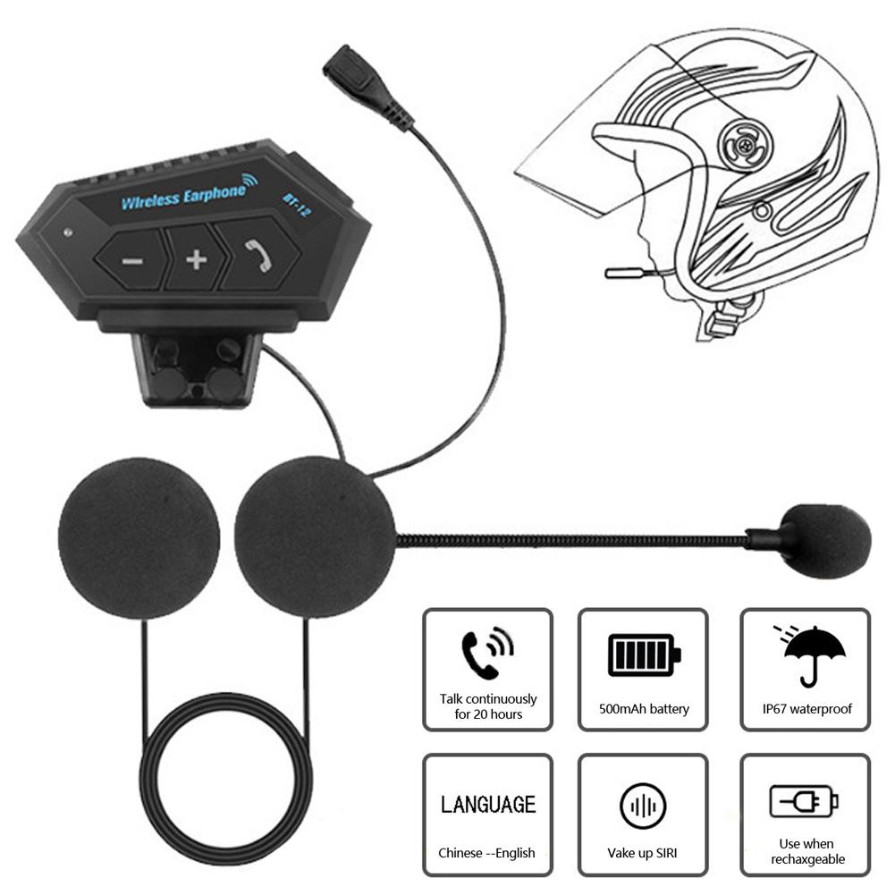 Wireless Motorcycle Helmet Headset Bluetooth Earphone with Handsfree Mic Music Player And Voice Control for Motorbike Rider