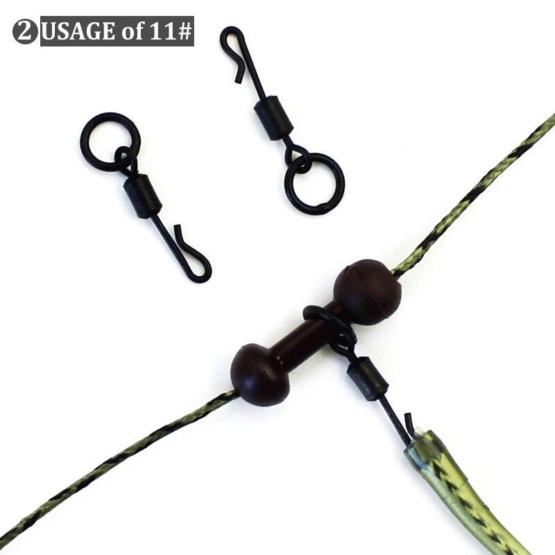 20 Stück Schnellwechsel-Flexi-Ringwirbel mit Ringhaken UK-Größe 8 und 11 Karpfenangelzubehör QC Kwik Wirbel Chod Ronnie Rig