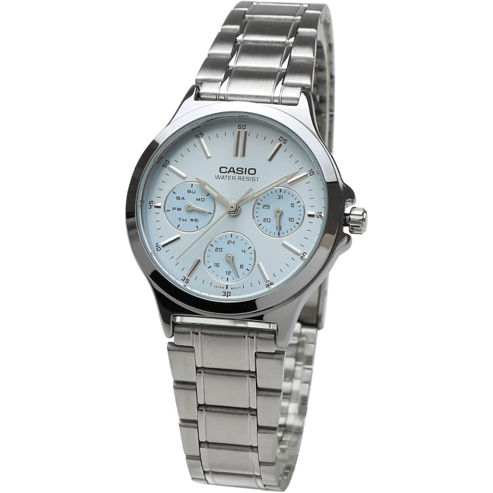 

Casio LTP-V300D-2A Women s Standard Analog Calendar Watch Ice Blue Metal Bracelet