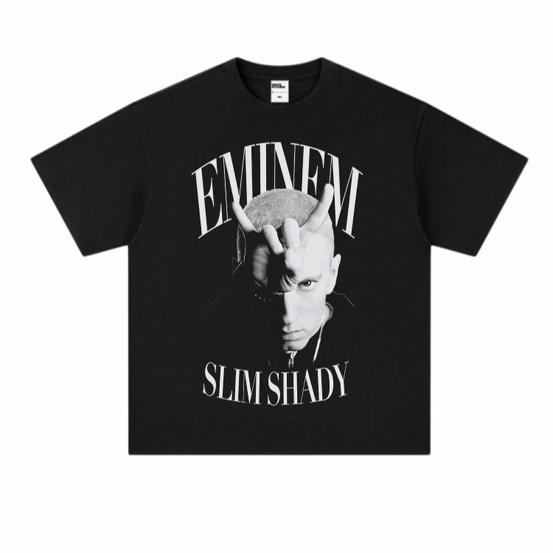 Eminem Slim Shady TShirt Classic Hip Hop Icon Graphic Print Pure Cotton Crew Neck High Street Casual Fashion Tops M
