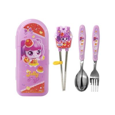 Sweet and Sour Catch Tiniping All-in-one Spoon+fork+corrected Chopsticks Full Set, Soft Ping, Spoon+fork+corrected Chopsticks+case, 1 Set