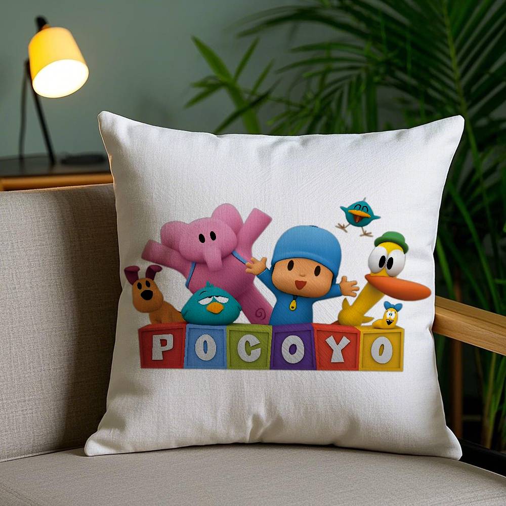 Cartoon Cute P-Pocoyo Pillow Case Sofa Short Plush Double-sided HD Printing Room Home Office Gift Cushion Cover