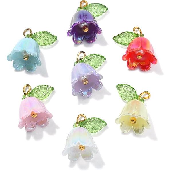 LiQunSweet 50 Pcs Handmade Mixed Random Color Vintage Natural Wood with Resin Cabochon Charm Bead Without Hole Round Shape for Necklace Earring