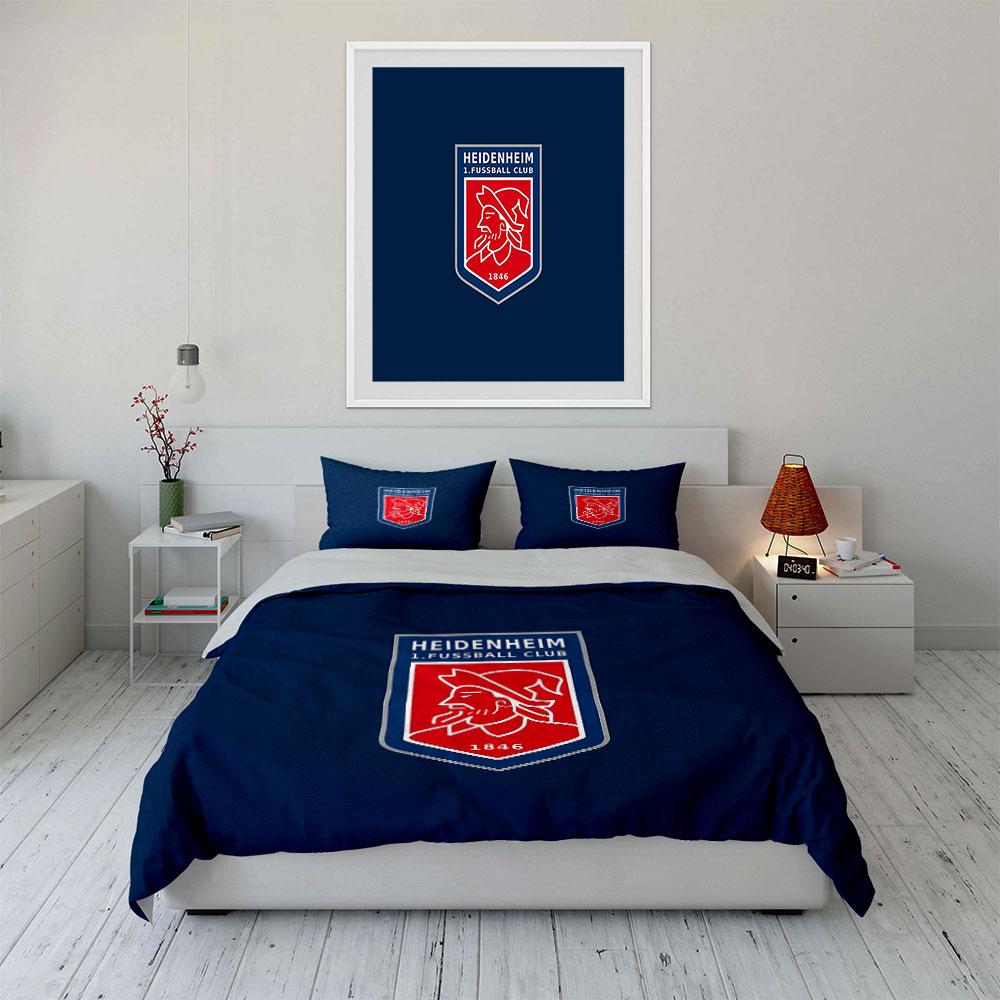 Heidenheim FC Emblem Design Bedding Duvet Cover Set Duvet Cover Pillowcases  (1*Duvet Cover 2*Pillowcases, without duvet insert)