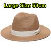 Wide Brim 63cm XL Sun Hat  for Men Women Casual  Large Panama Jazz Straw Hat Beach Wedding Khaki Plus Big Size Cap 60cm Custom