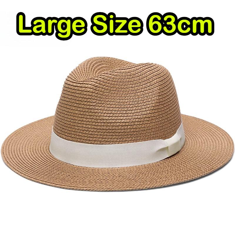 Wide Brim 63cm XL Sun Hat  for Men Women Casual  Large Panama Jazz Straw Hat Beach Wedding Khaki Plus Big Size Cap 60cm Custom