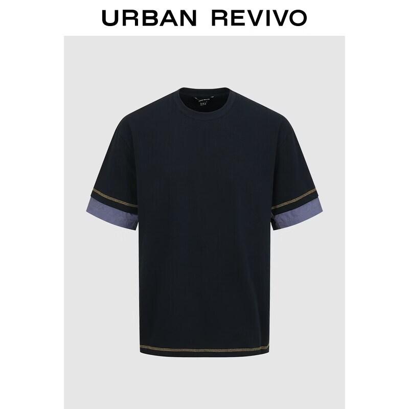 UR Men s Faux Two-Piece Color-block Crew Neck T-Shirt XL