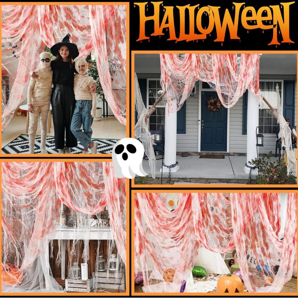 Halloween Blood-Spattered Gauze & Warning Tape Decorations