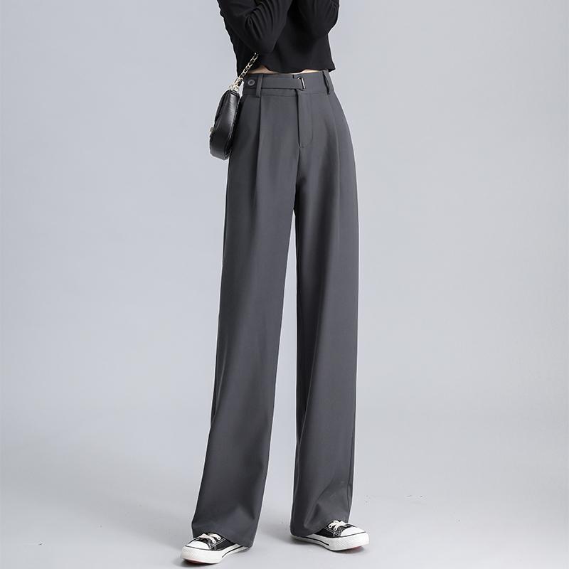Fashion New Solid Straight Casual Wide Leg Pants Women Slim Fit High Waist Loose Women's Long Suit Pants Elegant Office Lady Simple Trousers 26034