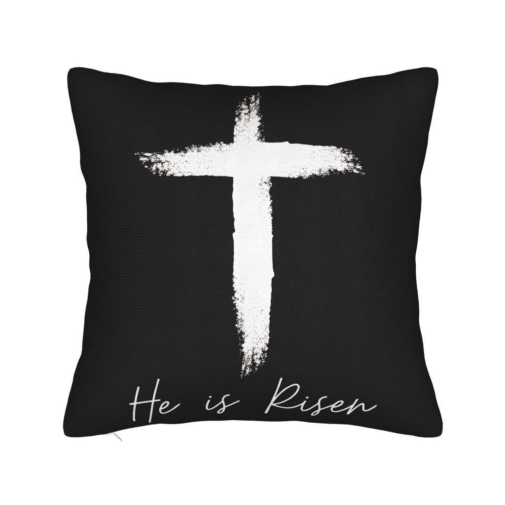 Pillow Cover He Is Risen Boho Easter Christian Jesus Vintage Pillow Case For Sofa Bedroom Home Decor Pillowcases