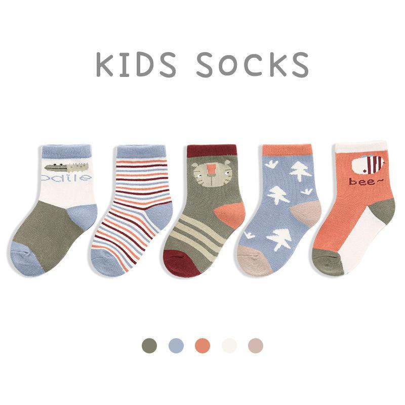 5Pairs/lot Infant Baby Socks Autumn Winter Cotton Socks Lovely Girls Cute Cartoon Flowers Boys Socks Baby Clothes Accessories