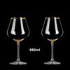 Evropská 660ml luxusní zlatá burgundská sklenice Vintage sklenice na víno Sklenice na víno Sklenice na šampaňské Pohár Sklenice Sada pohárů Poháry Crystal