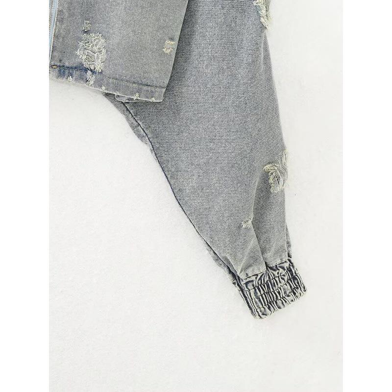 2025 Summer European & American Retro Women's Distressed Denim Jacket